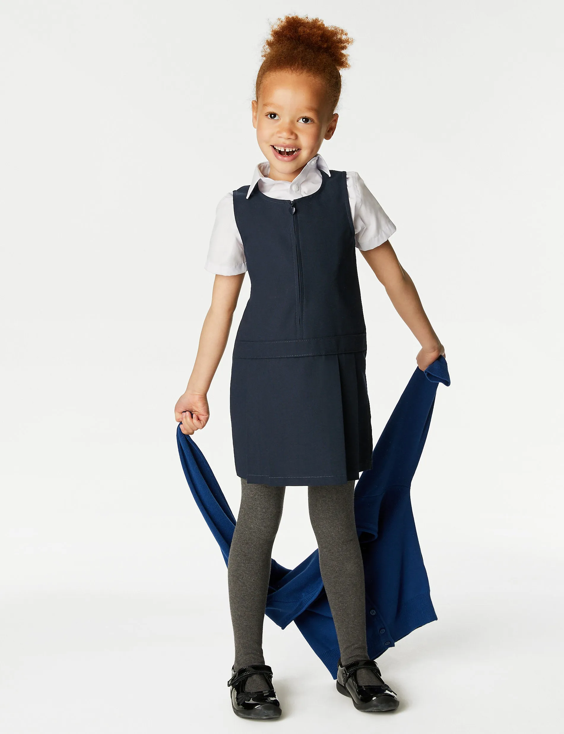 2 pairs of wrinkle-resistant school sundresses for girls (2-12 years) Marks & Spencer, dark blue