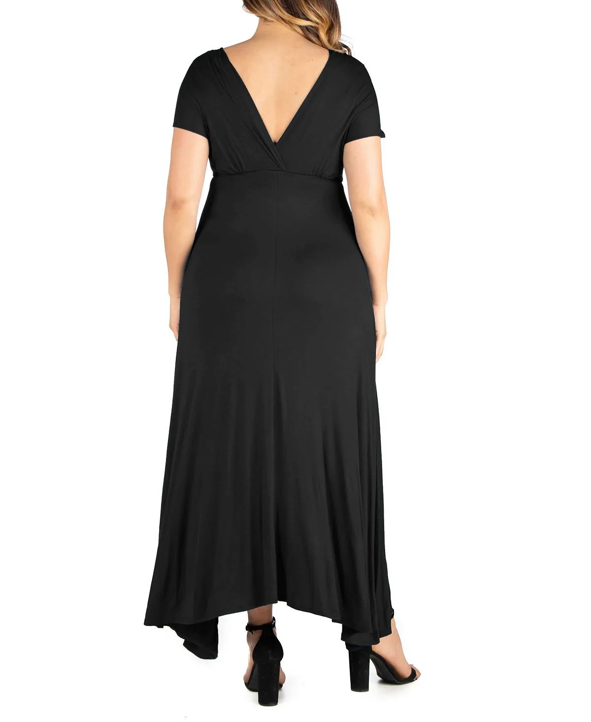 24seven Comfort Apparel Women's Plus Size High Waist Maxi Dress, Black