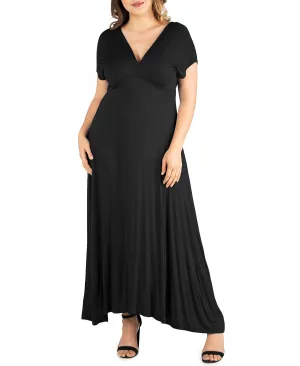 24seven Comfort Apparel Women's Plus Size High Waist Maxi Dress, Black