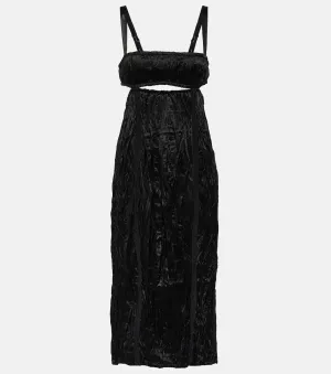 Acne Studios Crinkle Satin Cutout Midi Dress, Black