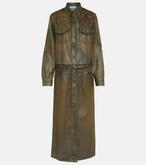 Acne Studios dacna coated denim shirtdress, brown