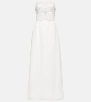 Adriana Degreas matelassé strapless maxi dress with cutout, white