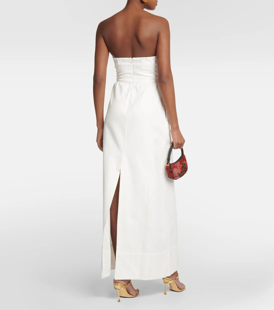 Adriana Degreas matelassé strapless maxi dress with cutout, white