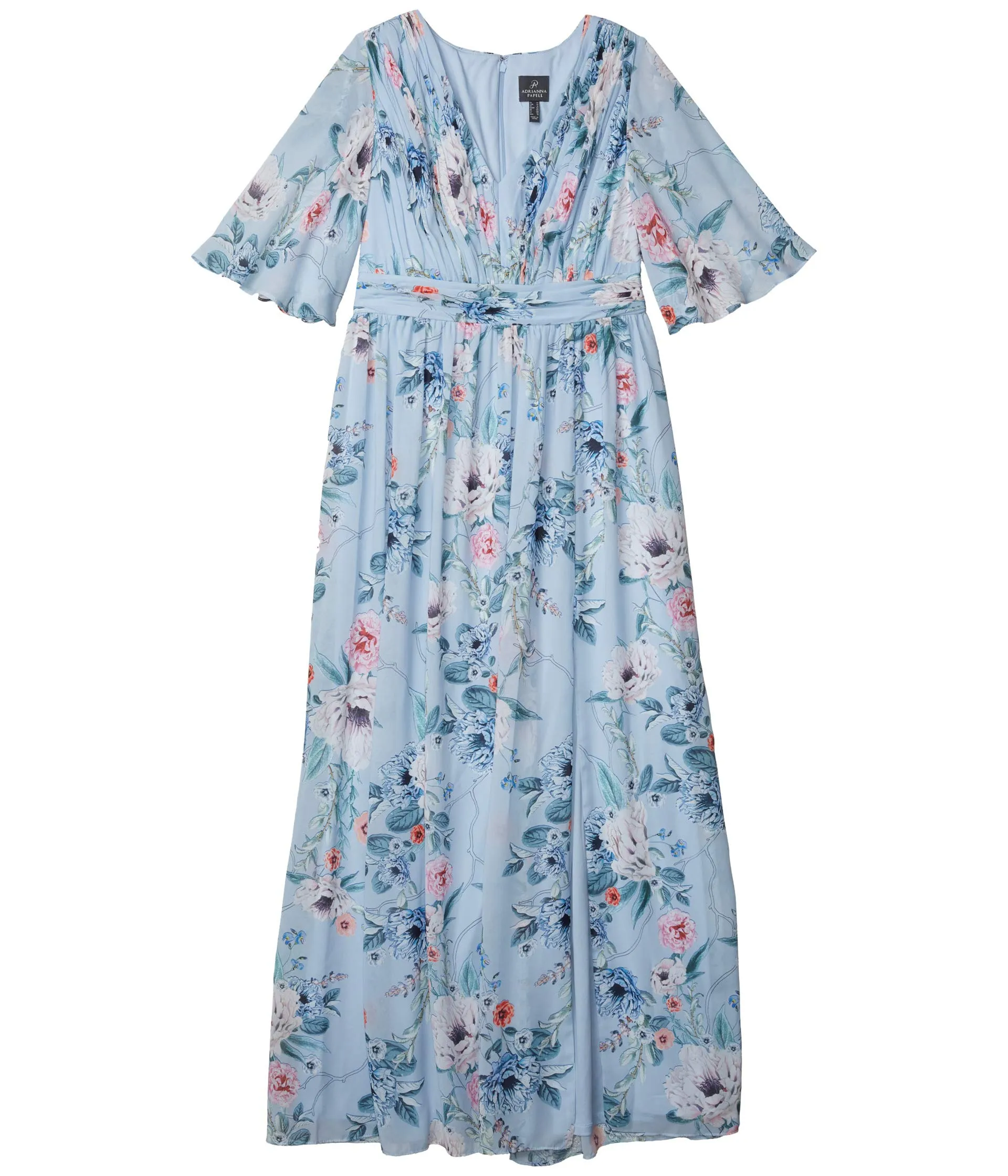 Adrianna Papell Dress, Printed Floral Chiffon Gown
