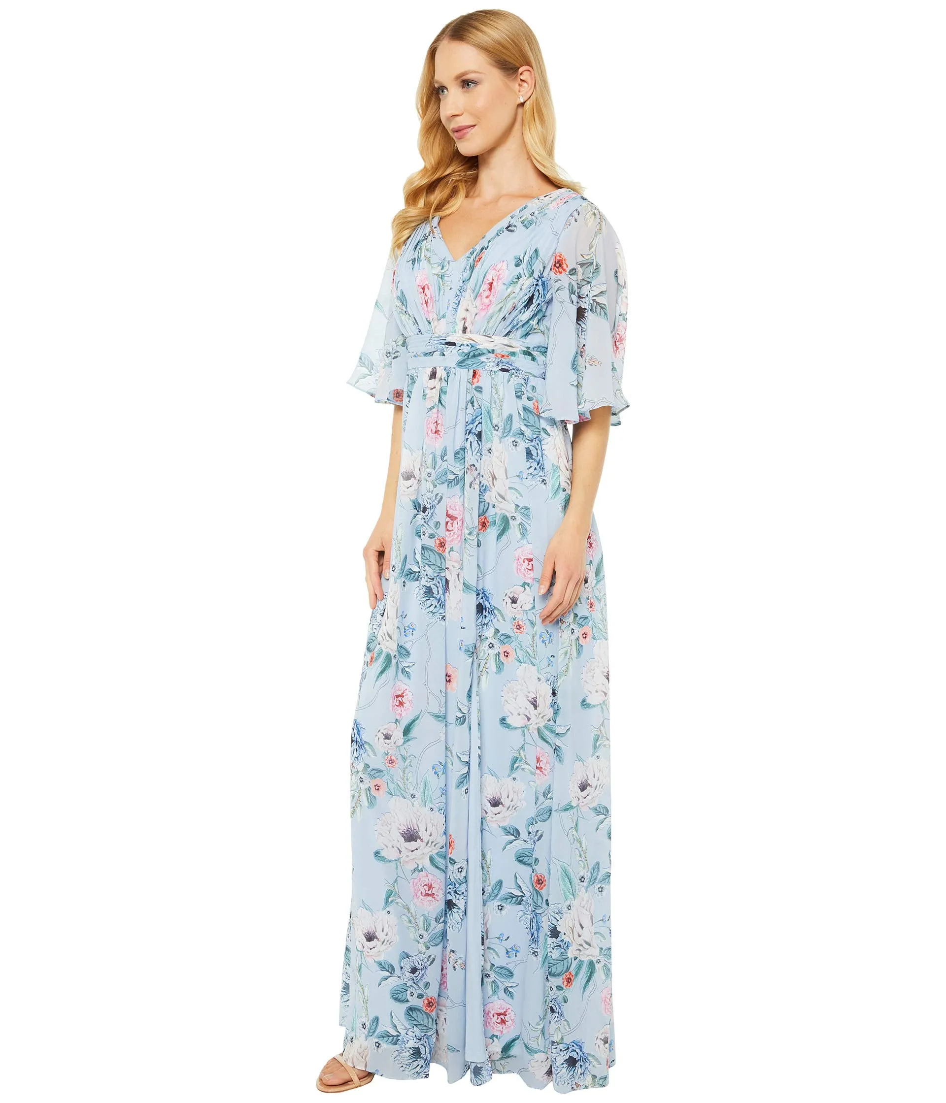 Adrianna Papell Dress, Printed Floral Chiffon Gown