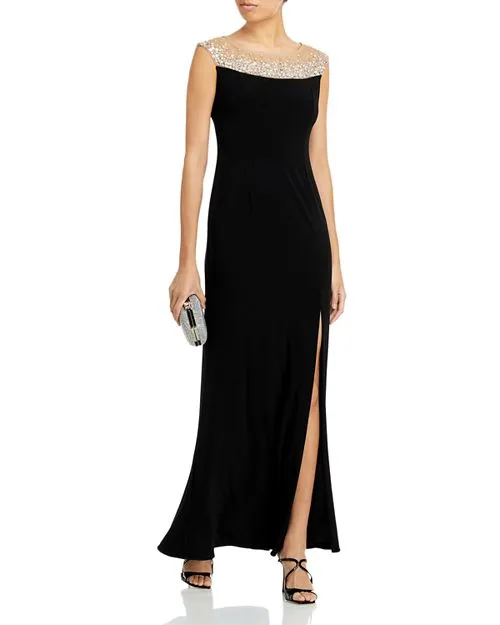 Adrianna Papell Illusion Mermaid Dress, Black