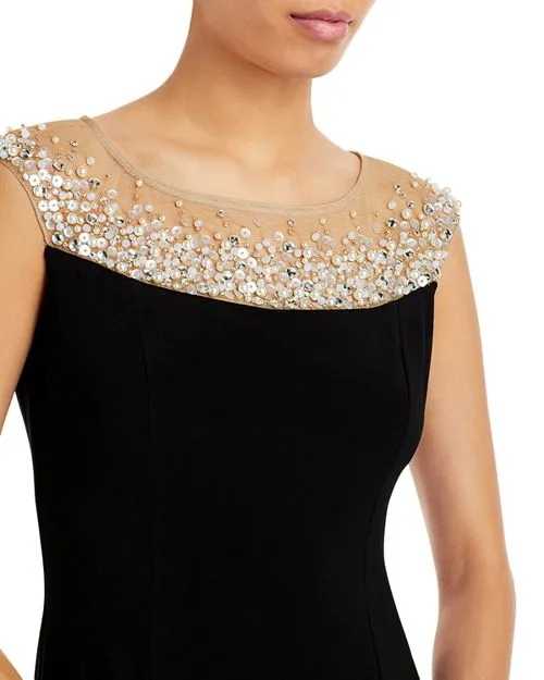 Adrianna Papell Illusion Mermaid Dress, Black