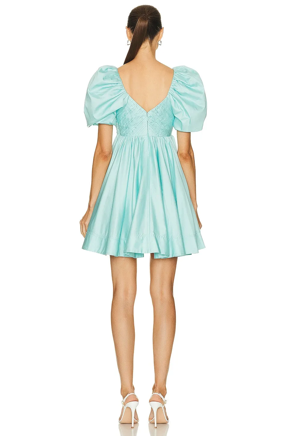 Aje Gabrielle Plunge Mini Dress in Spearmint Blue