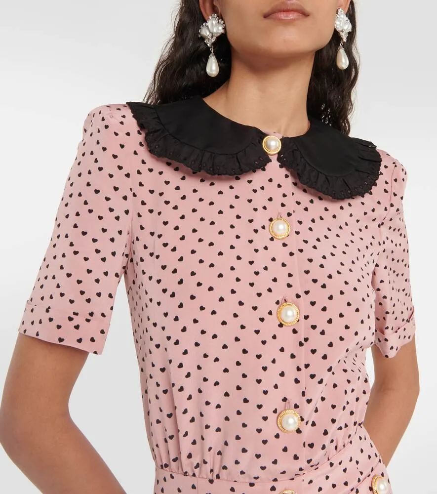 ALESSANDRA RICH printed silk mini dress, pink