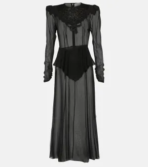 Alessandra Rich silk georgette midi dress, black