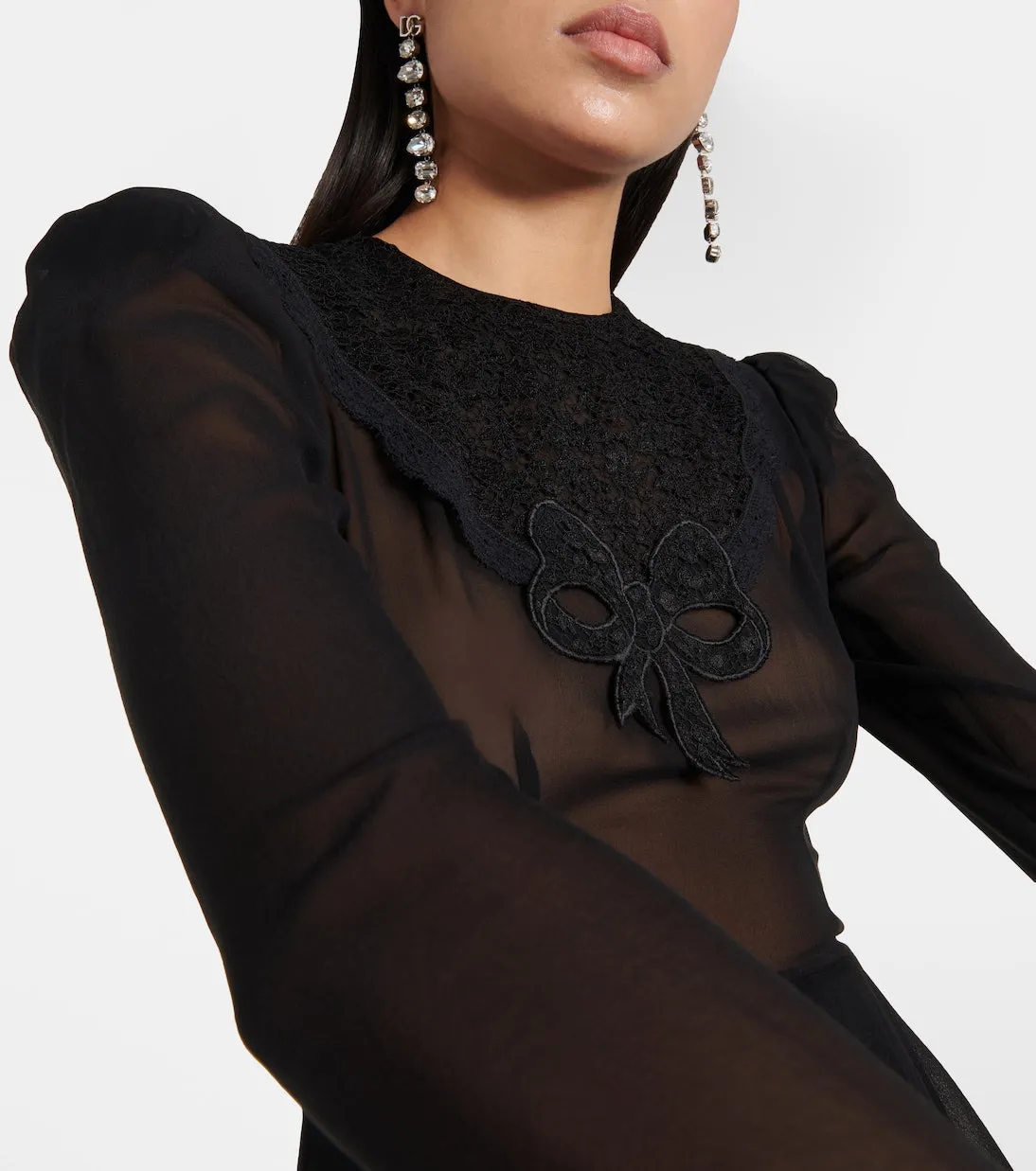 Alessandra Rich silk georgette midi dress, black