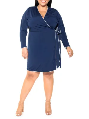 Alexia Admor Amelia plus wrap dress, navy/white