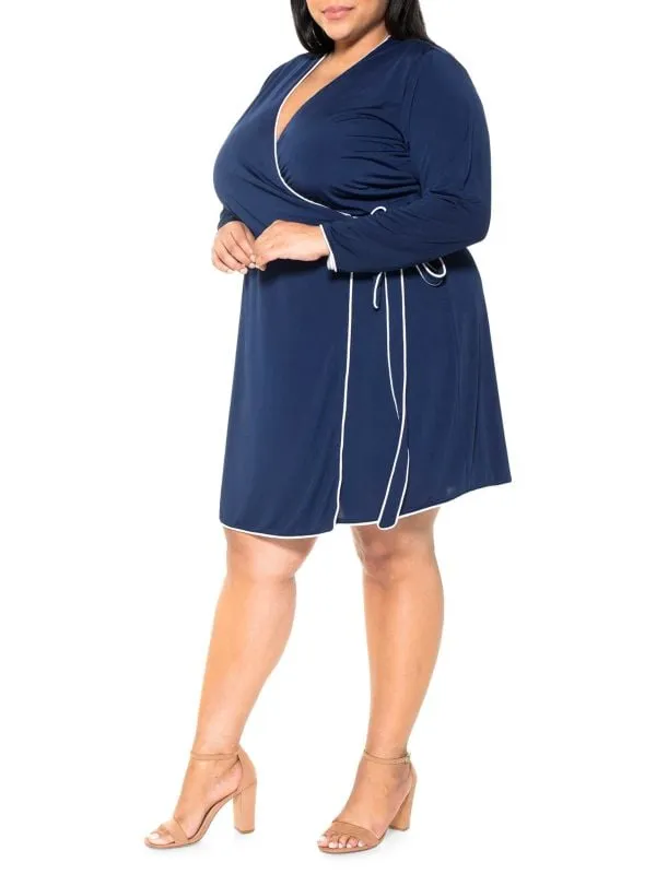Alexia Admor Amelia plus wrap dress, navy/white