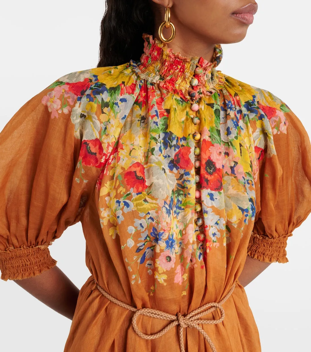 Alight maxi dress with floral print Zimmermann, orange