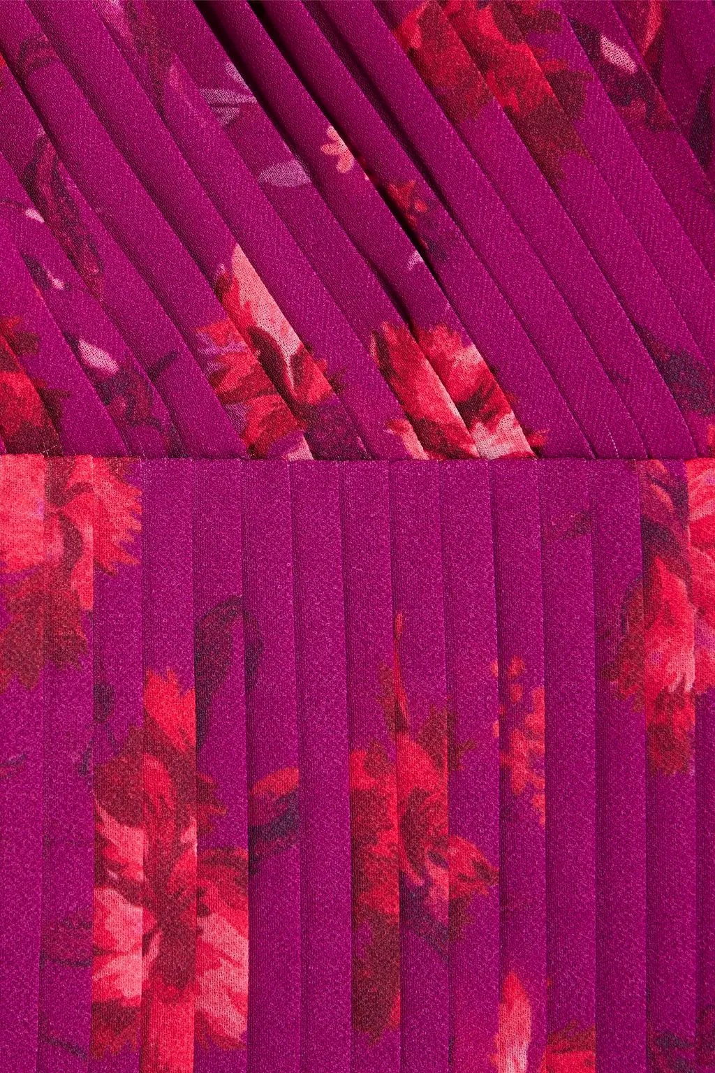AMUR crêpe de Chine pleated tiered midi dress, purple
