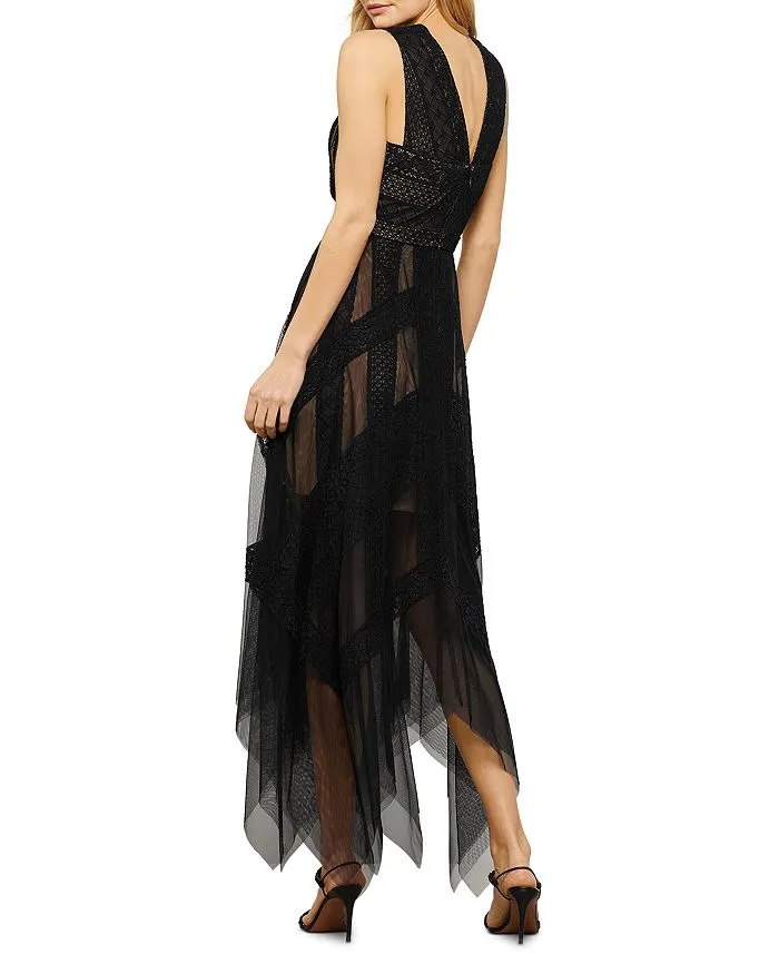 Andi evening dress with lace trim BCBGMAXAZRIA