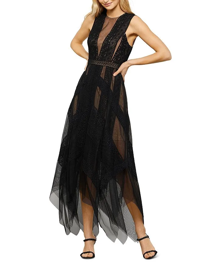Andi evening dress with lace trim BCBGMAXAZRIA