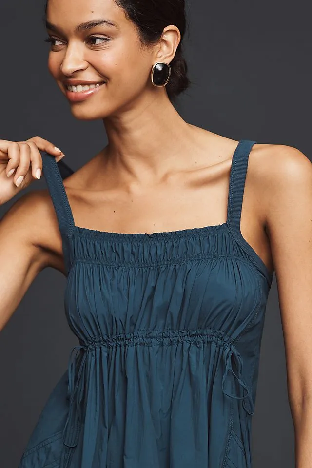 Anthropologie Keeseville Sleeveless Gathered Dress, Navy
