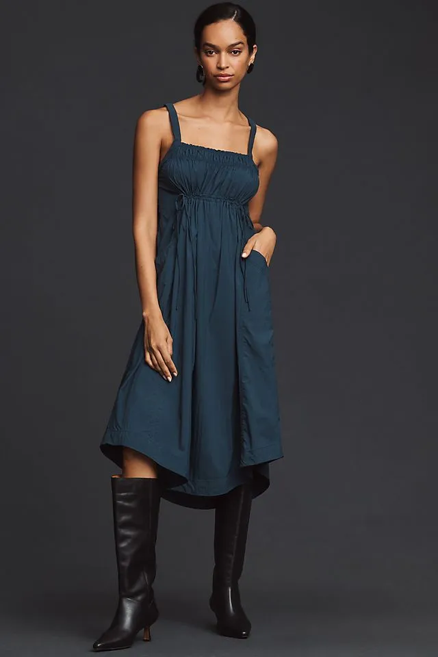 Anthropologie Keeseville Sleeveless Gathered Dress, Navy