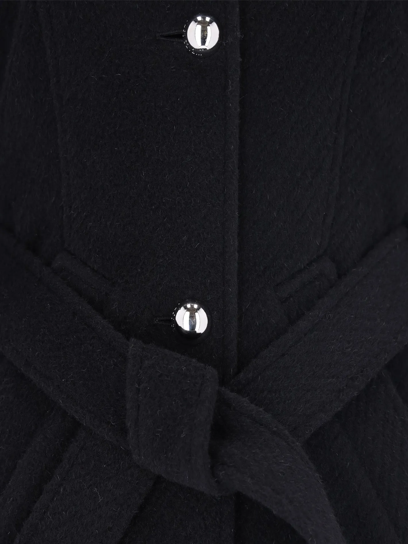 belted wool-blend velour short coat