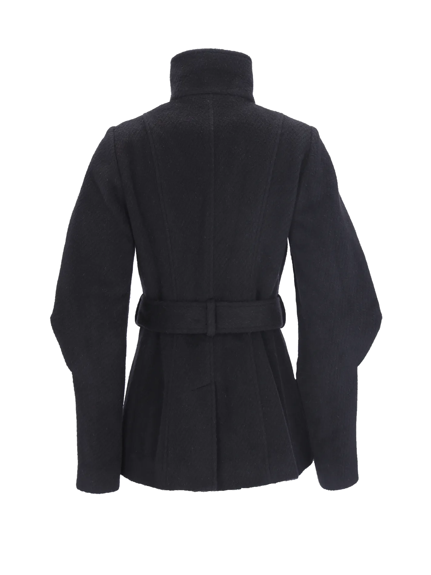 belted wool-blend velour short coat