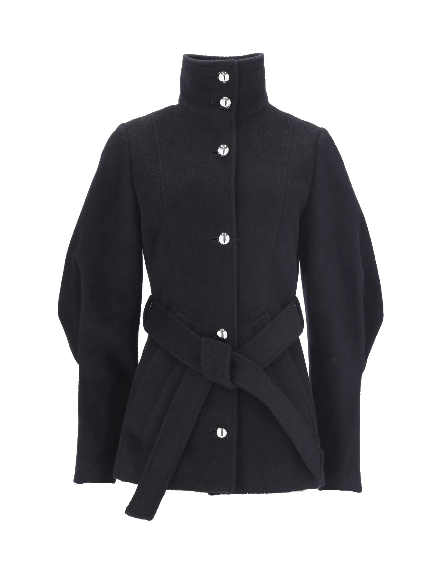belted wool-blend velour short coat