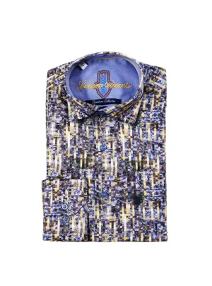 Blue, Yellow, Brown Geometric Design