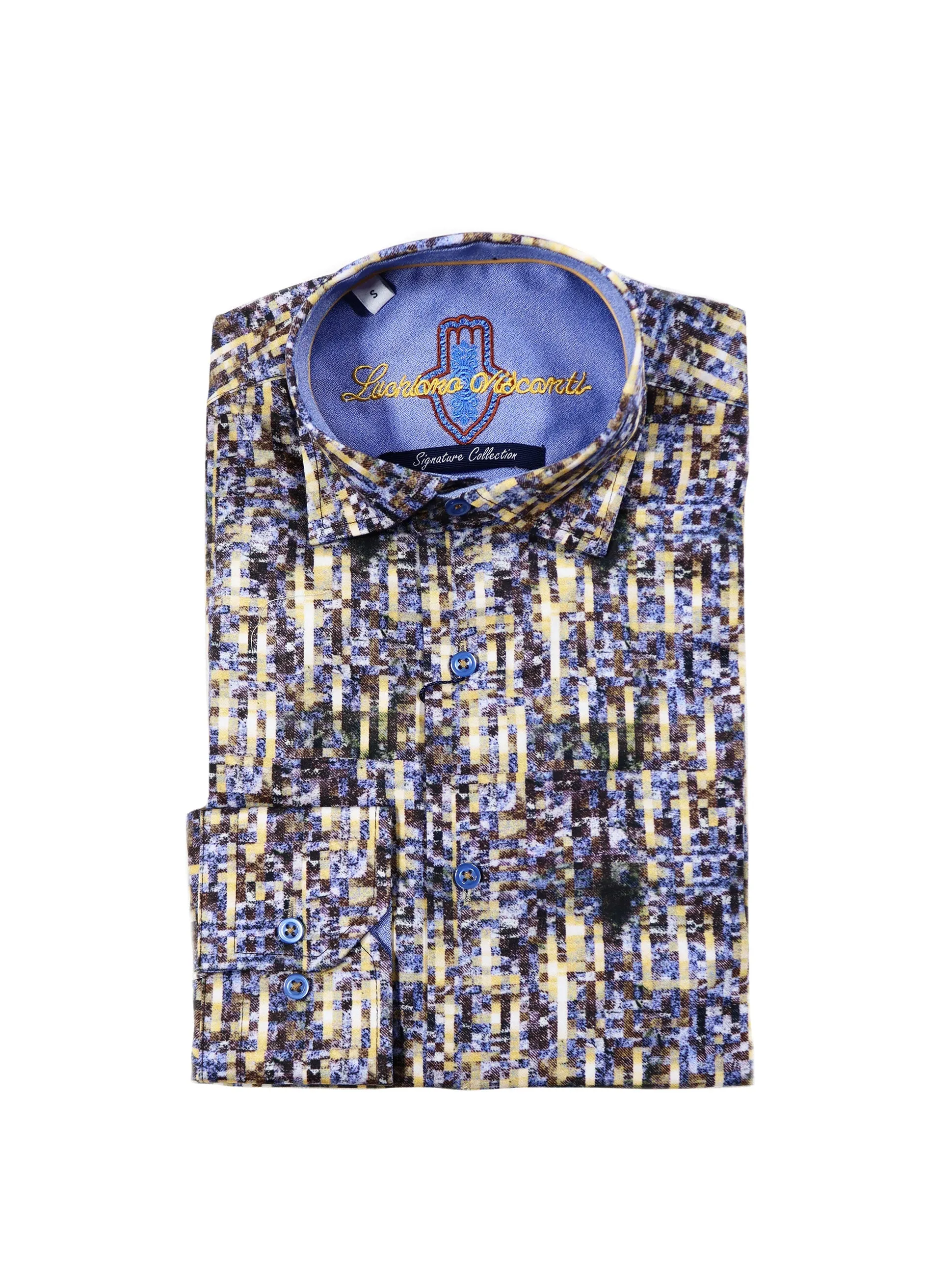 Blue, Yellow, Brown Geometric Design