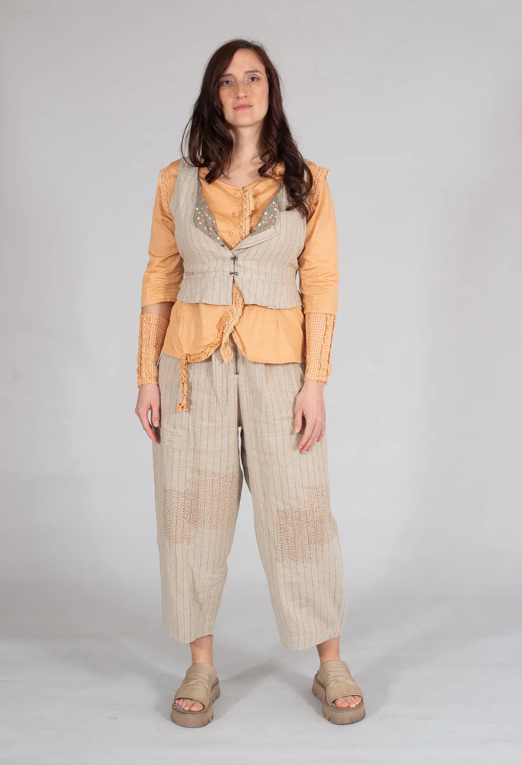 Botvi Trousers in Pinstripe Linen