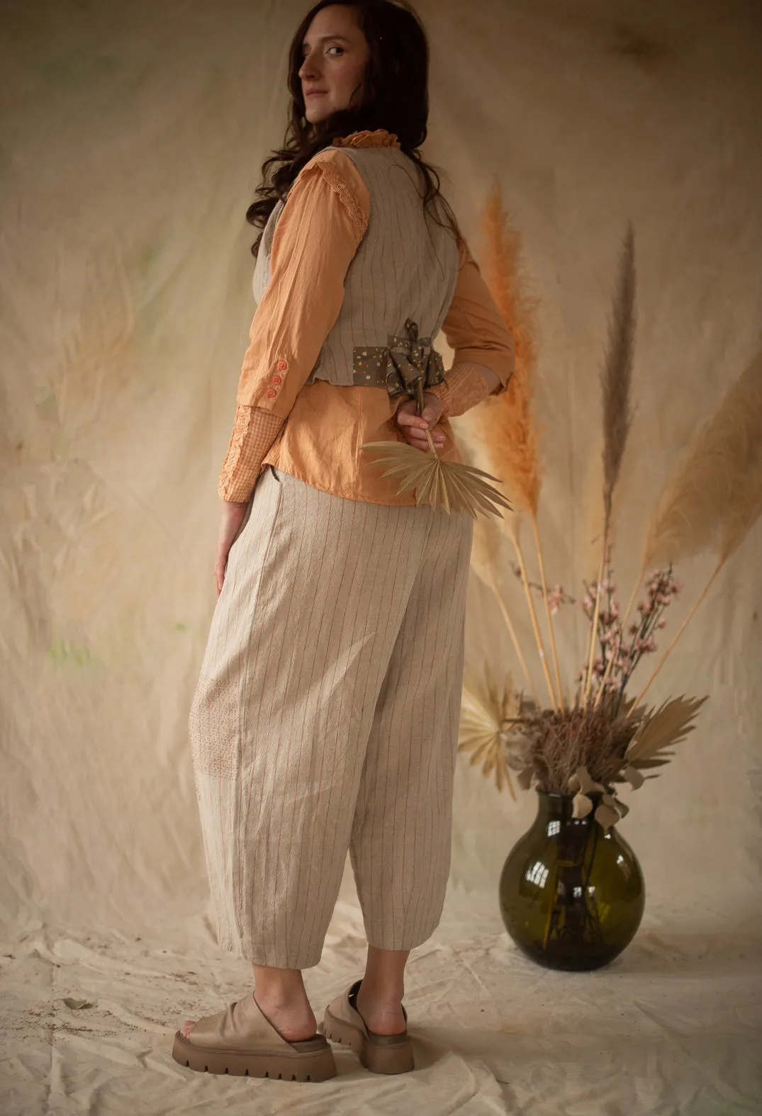Botvi Trousers in Pinstripe Linen