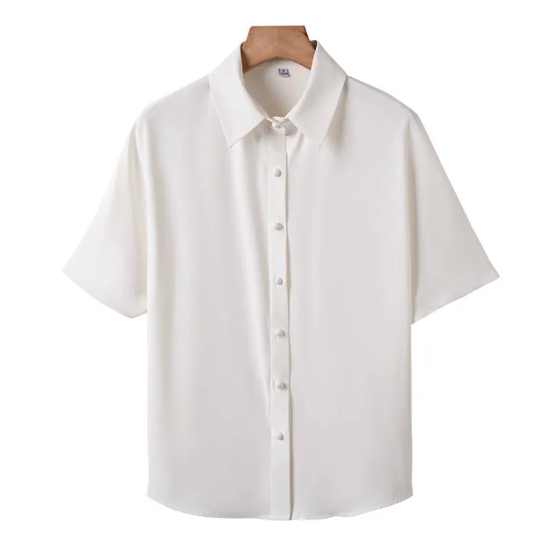Button Thin Short Sleeve Chiffon Shirt