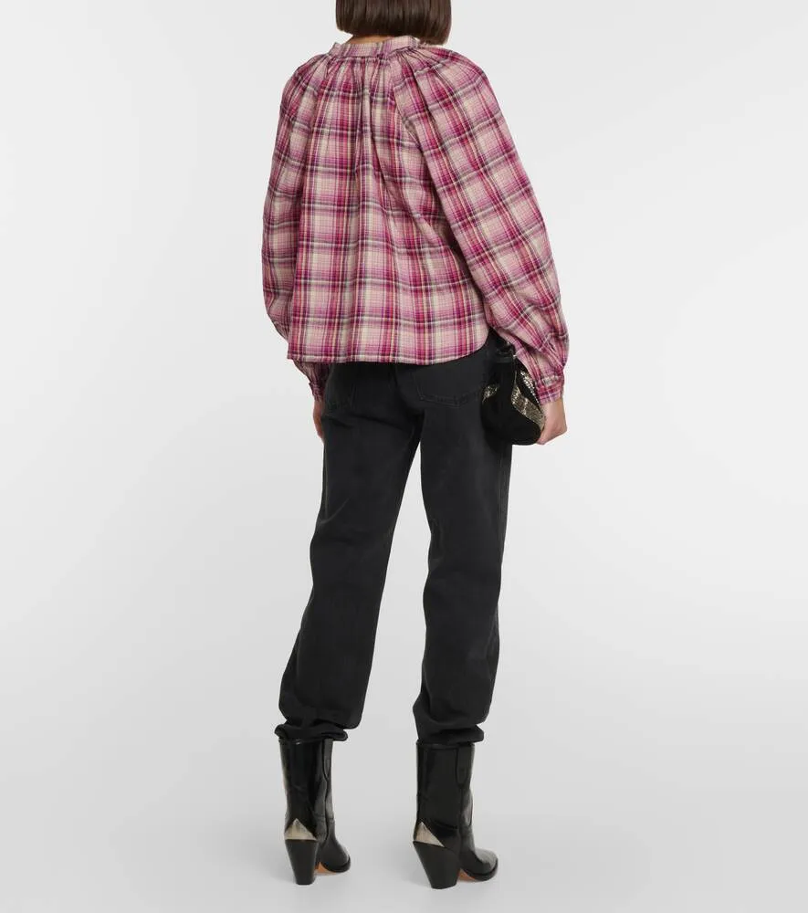 Checked cotton and linen shirt MARANT ETOILE, pink