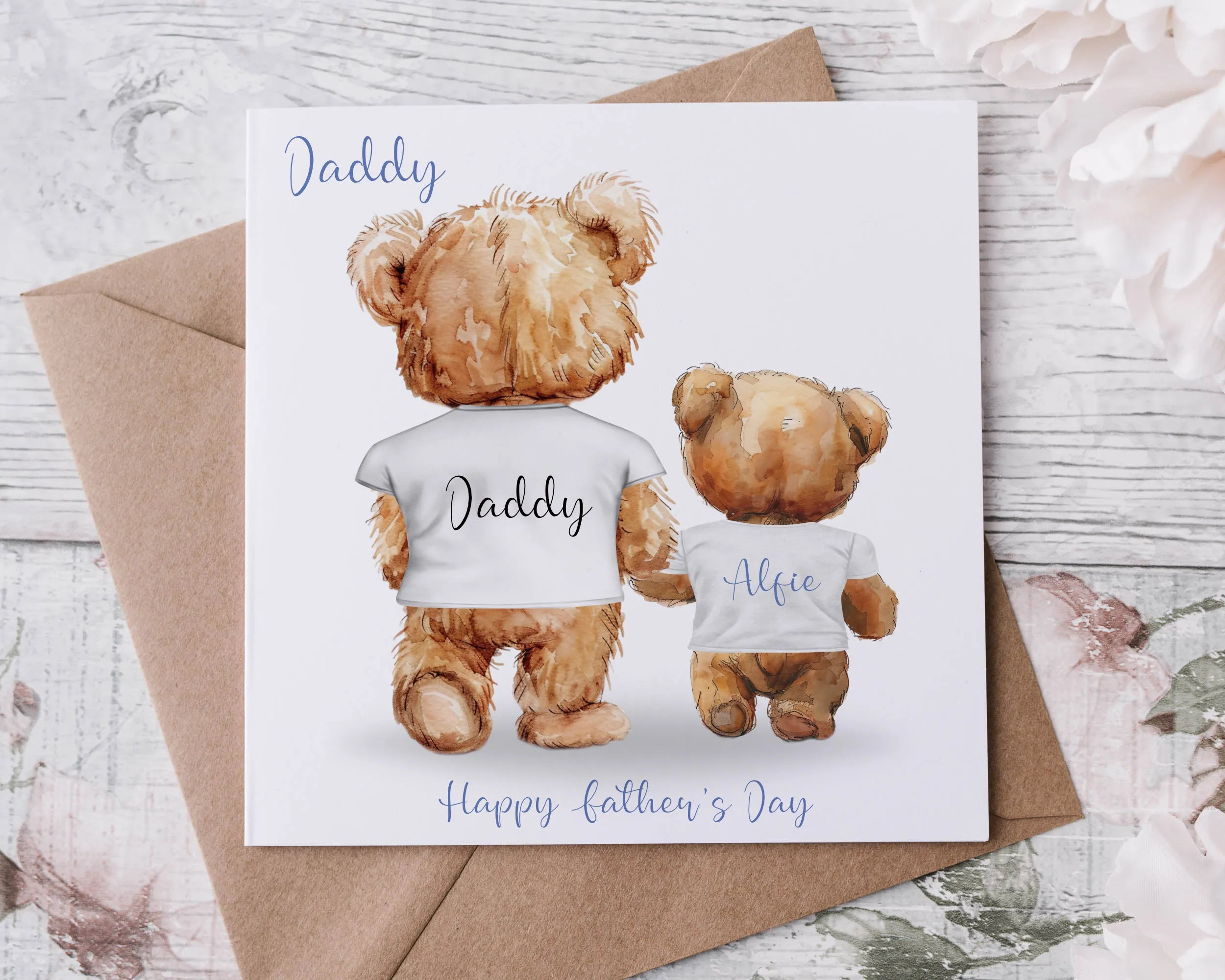 Daddy & Iittle bear Card - White