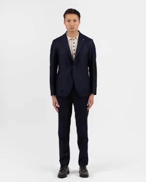 Dakar Virgin Wool Suit - Navy Blue Striped