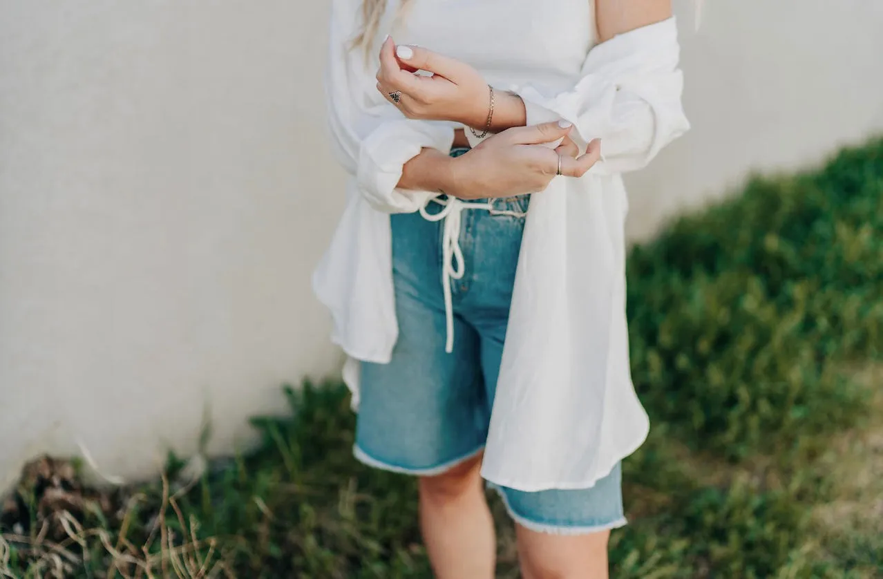 Drawstring Denim Shorts
