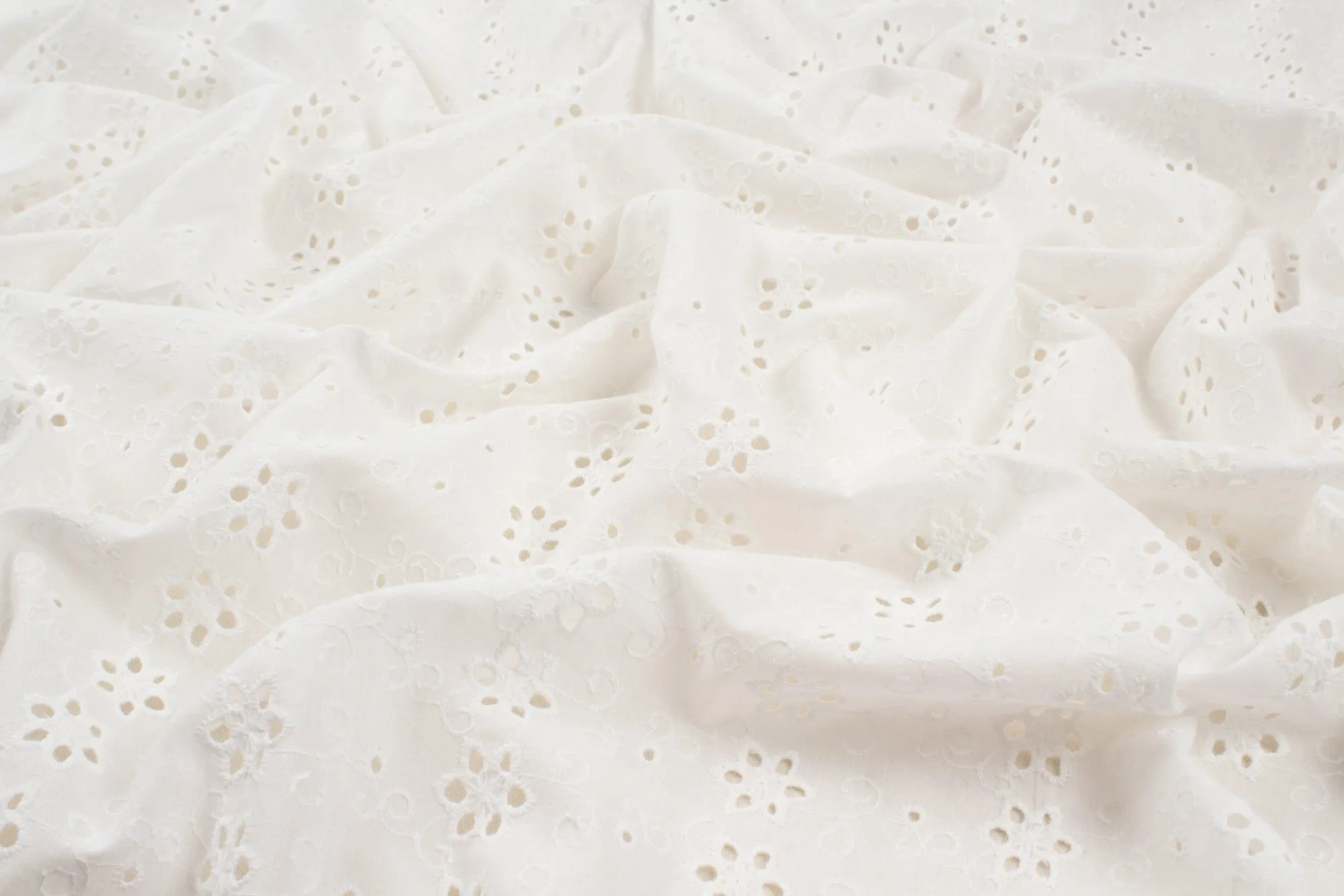 English Embroidery on Cotton Poplin - Floral