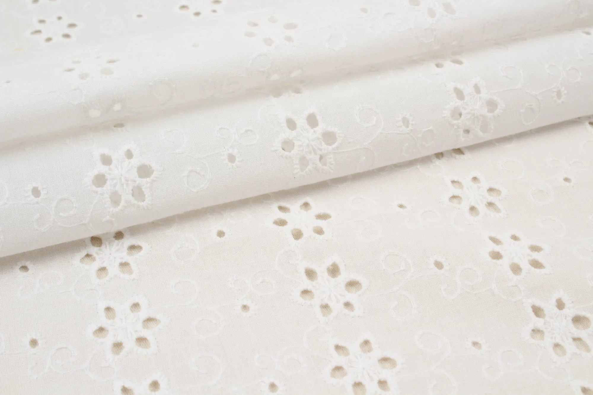 English Embroidery on Cotton Poplin - Floral
