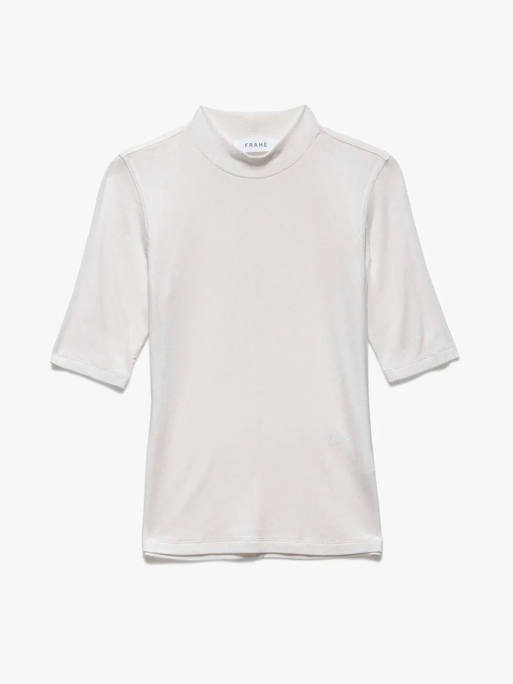 Frame - Rib Mockneck Tee in Off White