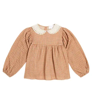 Frankie blouse in cotton check C'Era Una Volta, orange