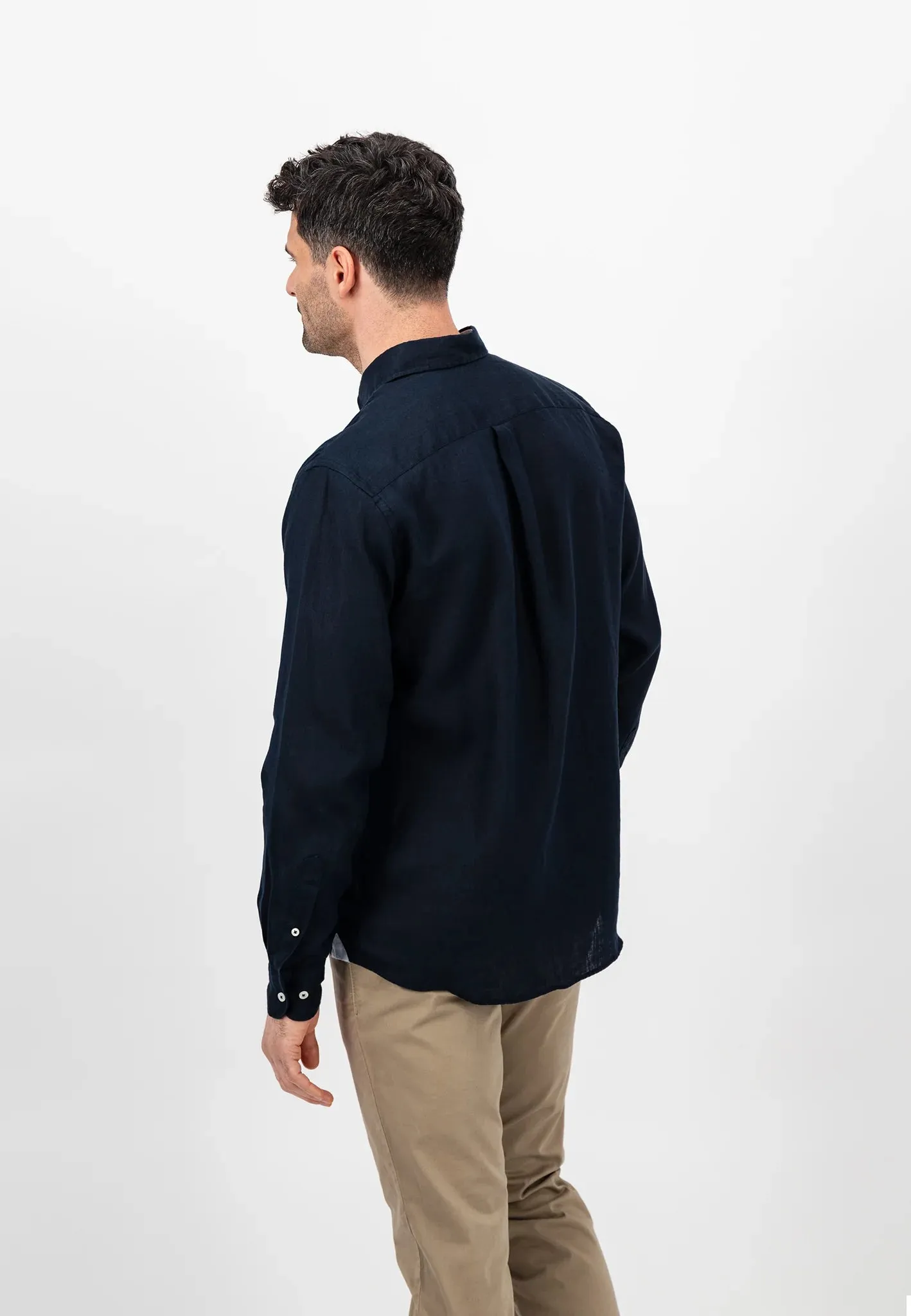 FYNCH HATTON Pure Linen Shirt - Men's – Navy