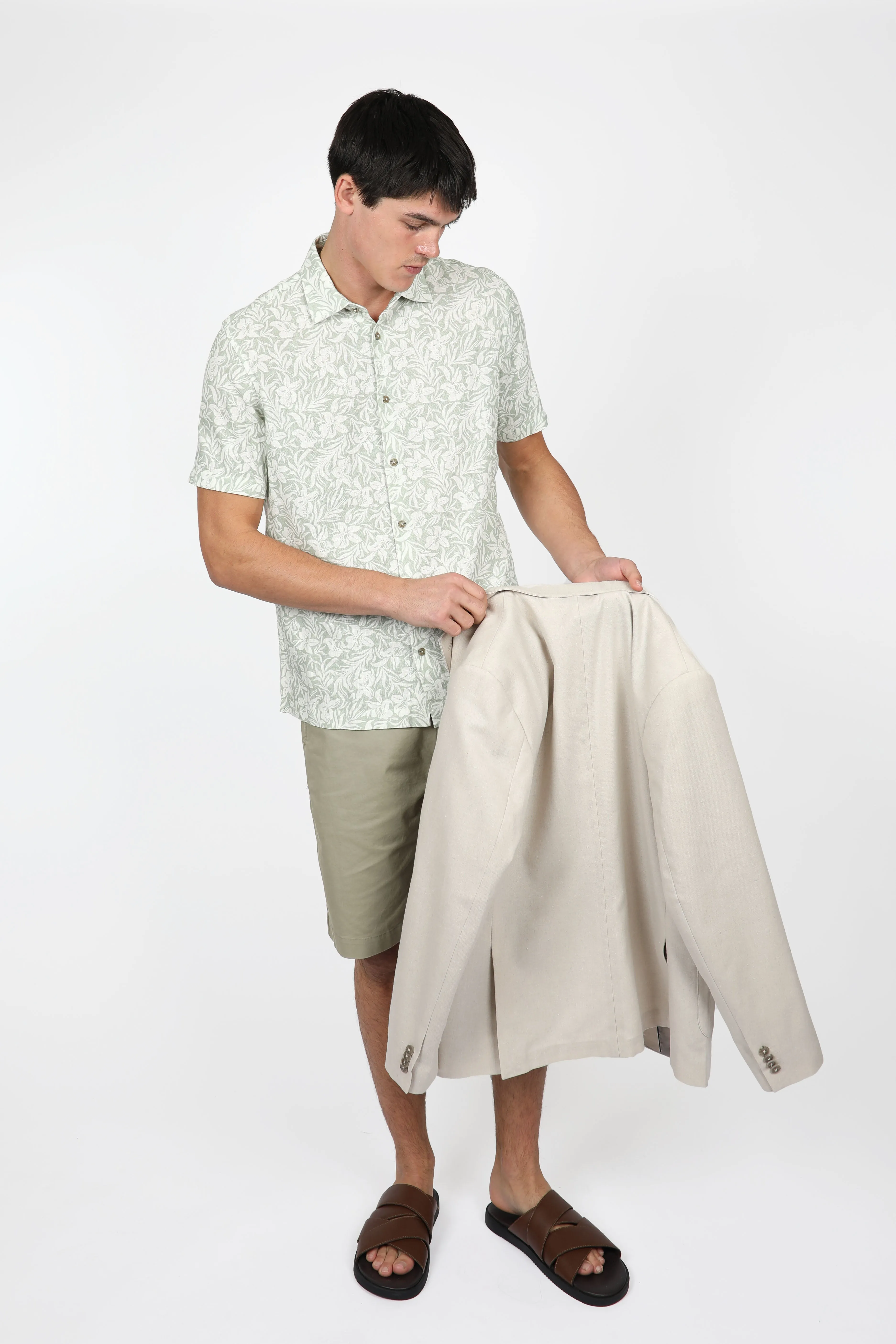 Hibiscus Sage Short Sleeve Shirt