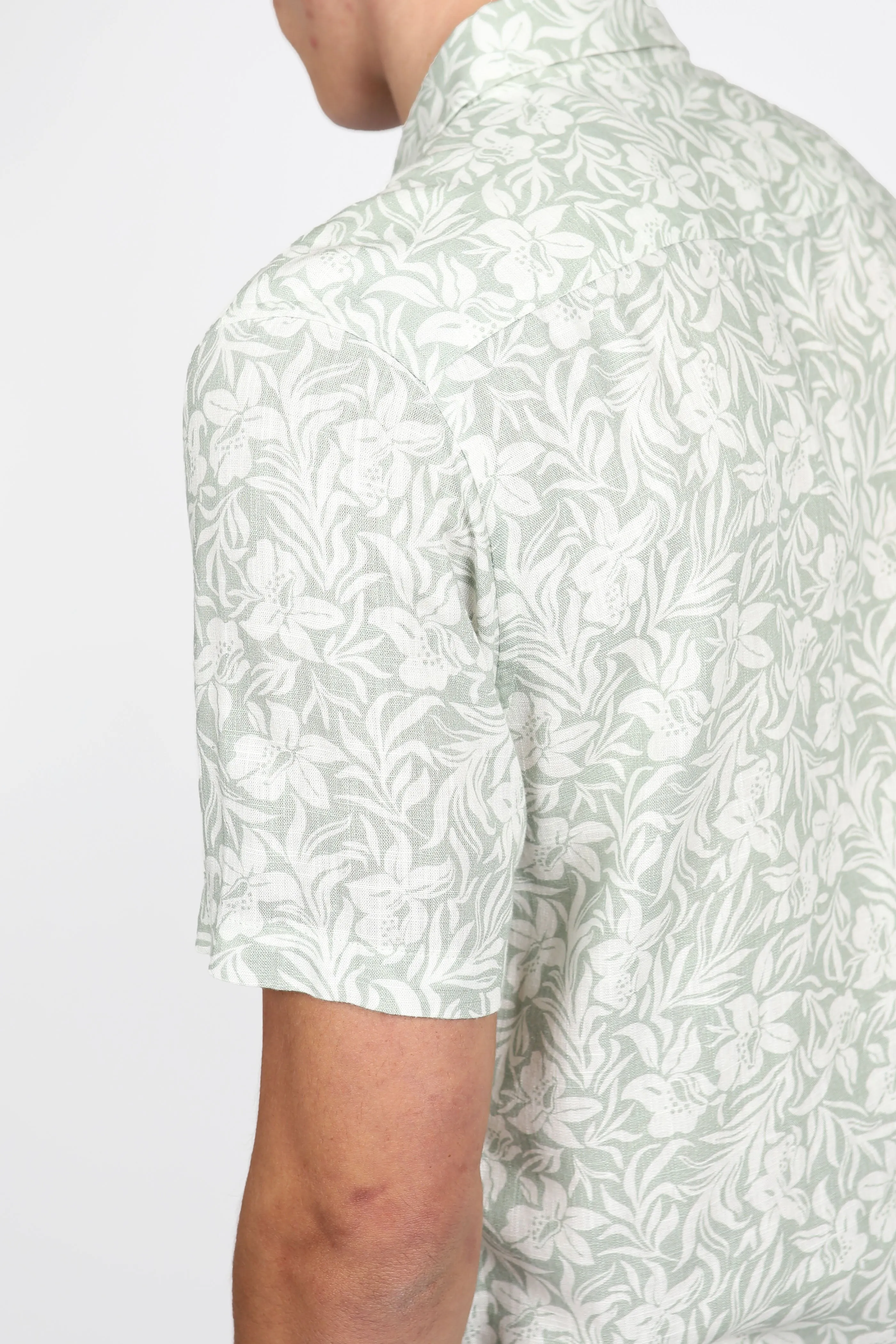Hibiscus Sage Short Sleeve Shirt