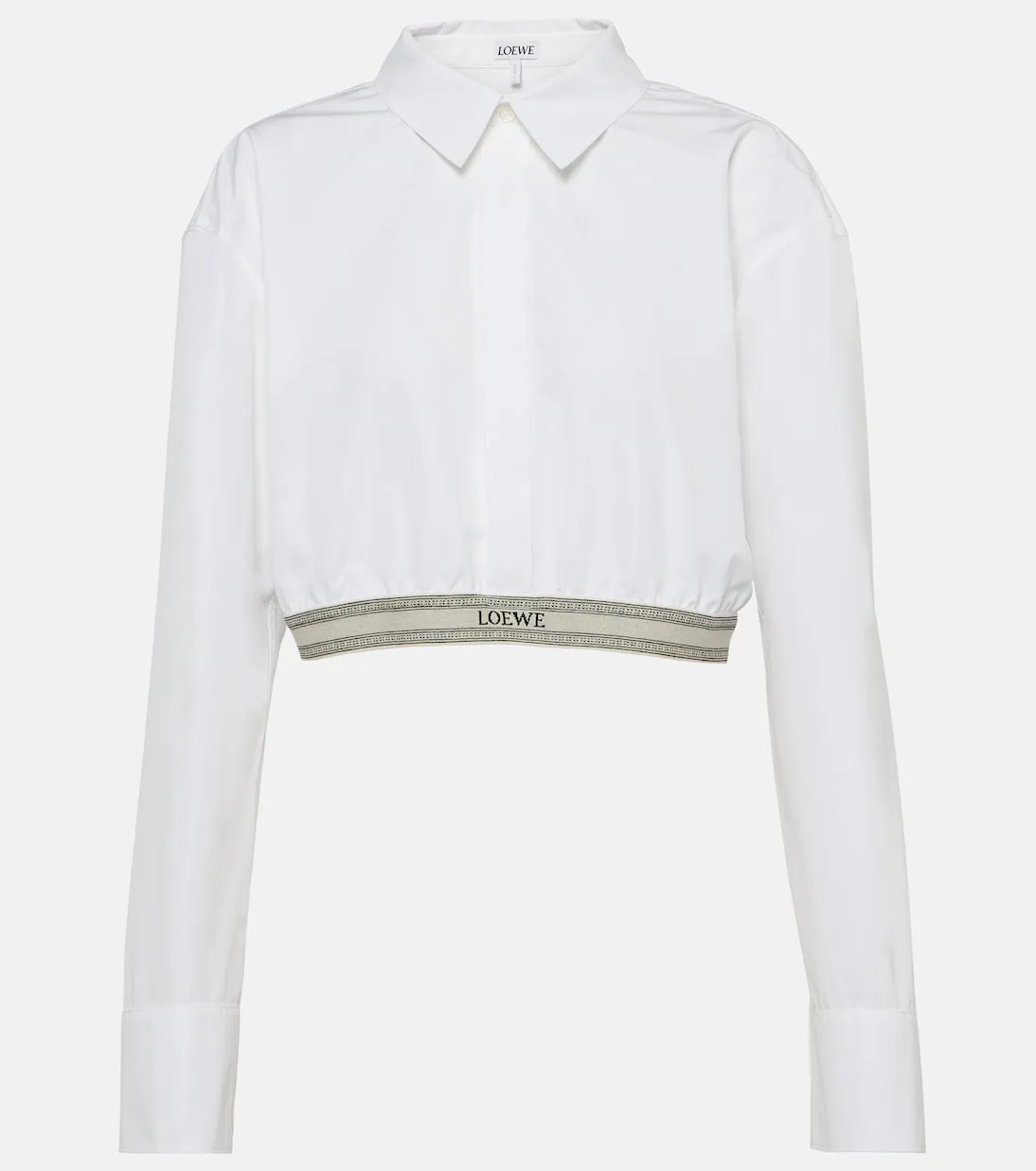 Loewe cotton poplin cropped shirt, white