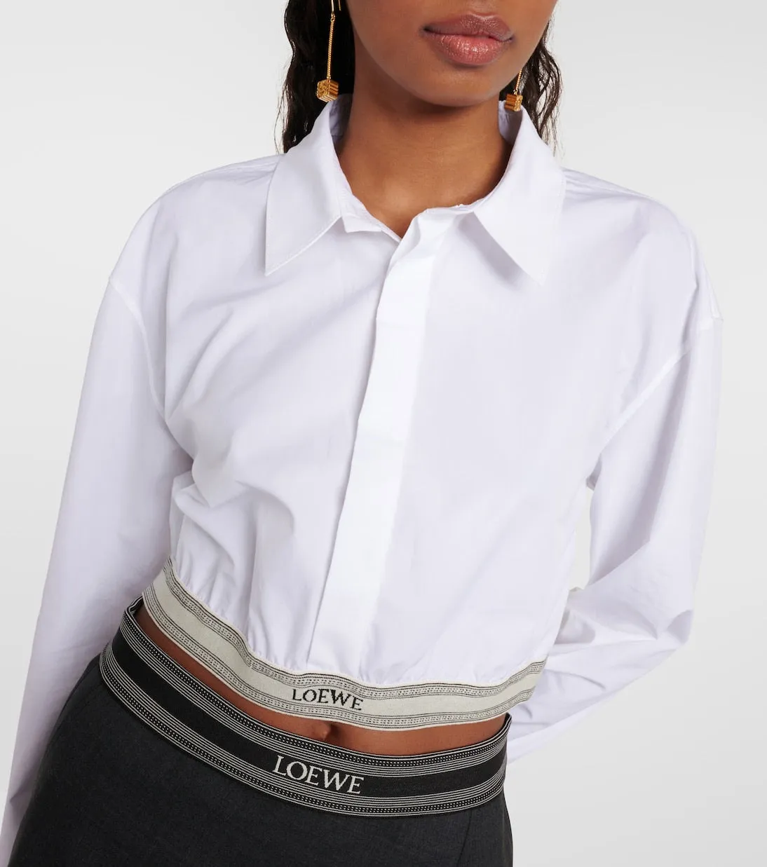 Loewe cotton poplin cropped shirt, white