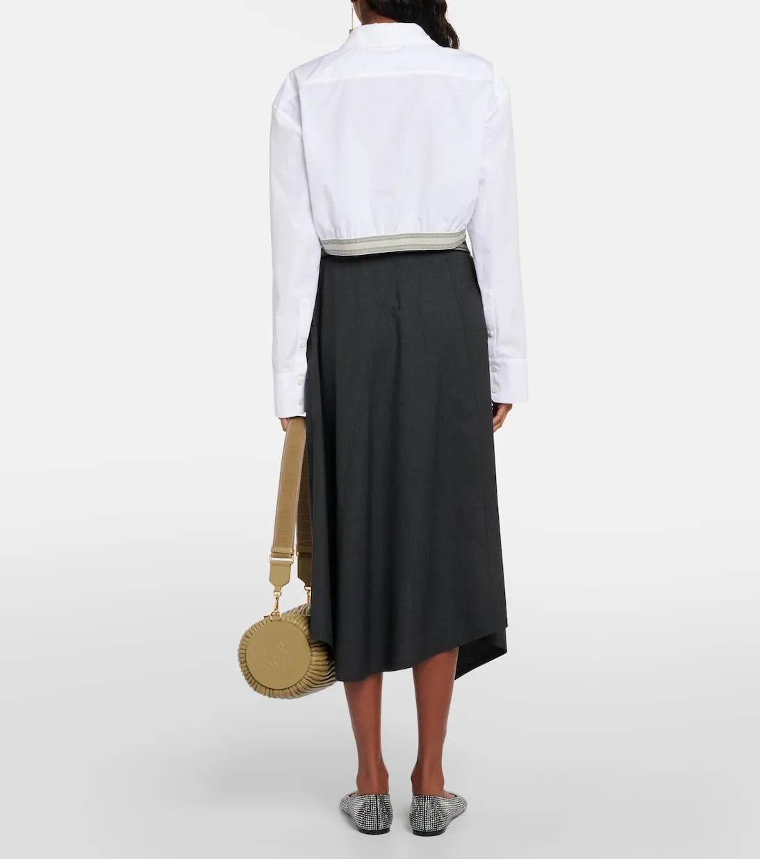 Loewe cotton poplin cropped shirt, white