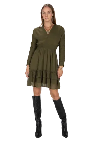 Miss Me Women's Moss Green Ruched Mini Dress