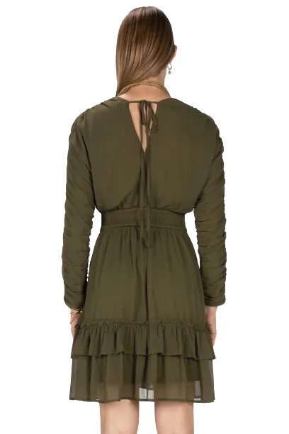 Miss Me Women's Moss Green Ruched Mini Dress