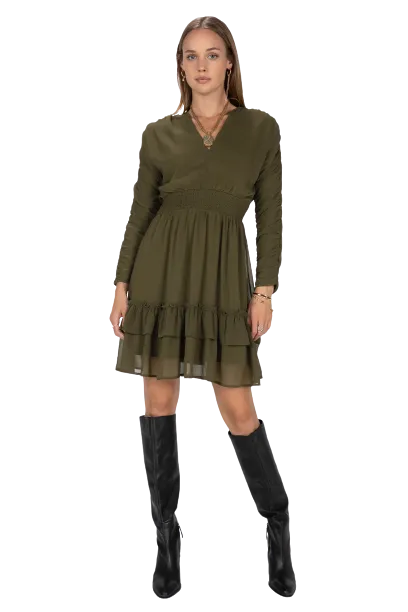 Miss Me Women's Moss Green Ruched Mini Dress