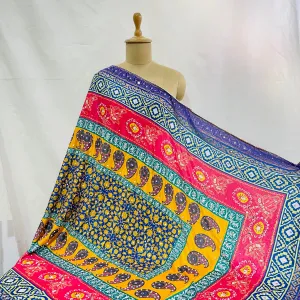 Mutlicolor Traditional Pearl &  Mirror Work Silk Dupatta