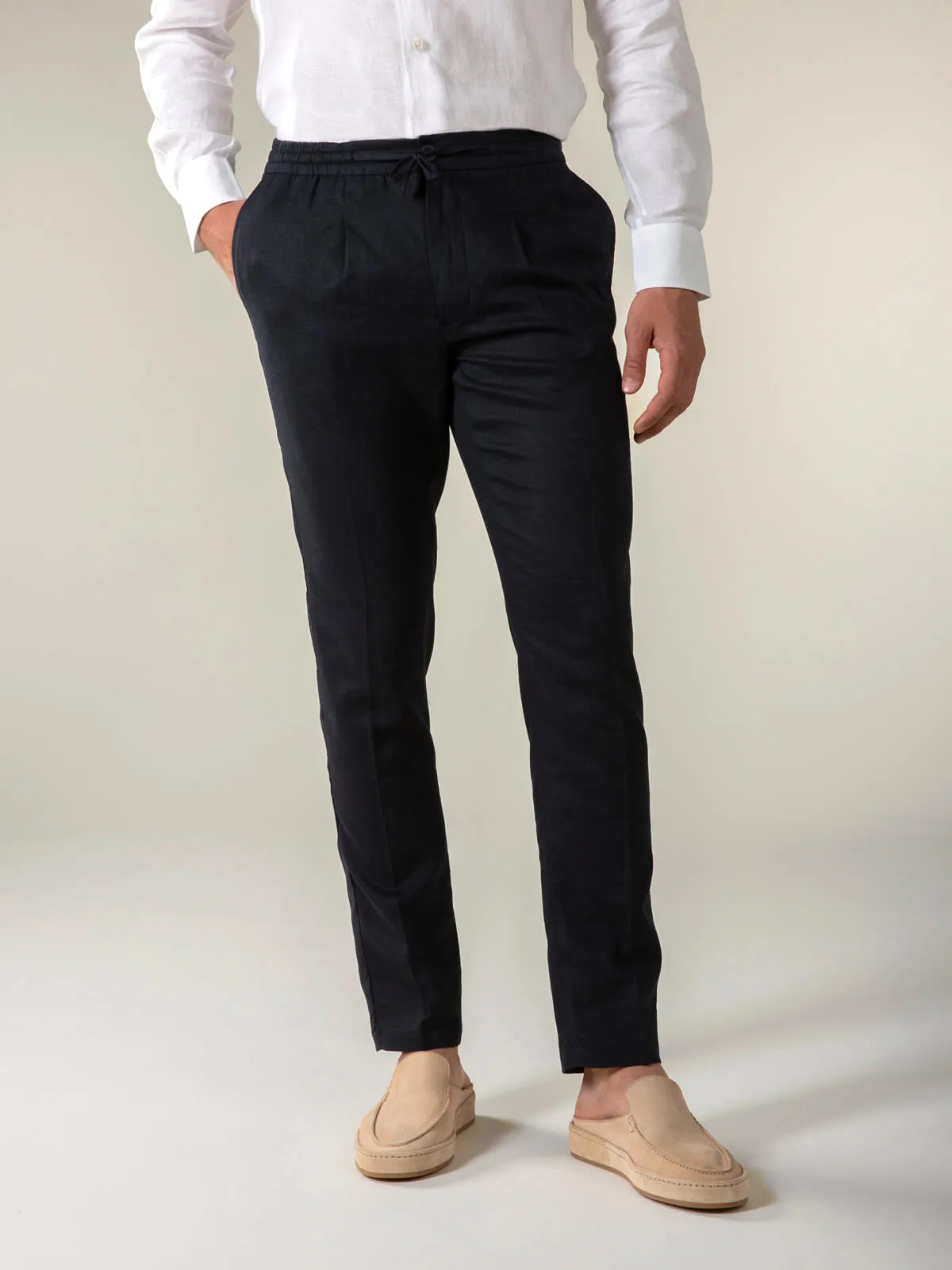 Navy Linen Seaside Trousers